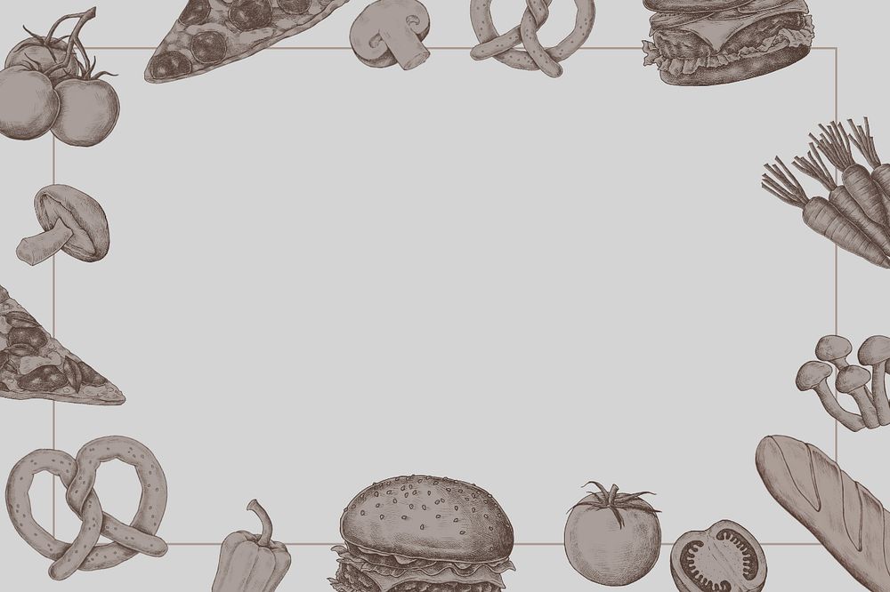 Food frame with frame, gray background, editable design