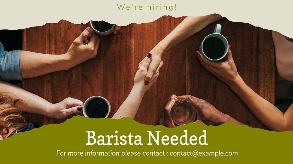 Barista needed  blog banner template, editable text