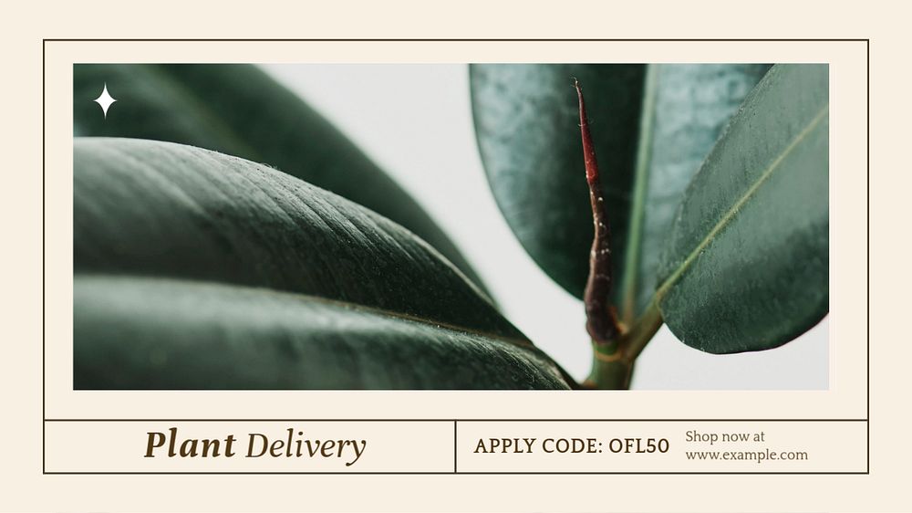 Plant delivery  blog banner template, editable text