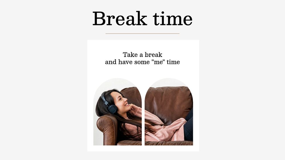 Break time  blog banner template, editable text