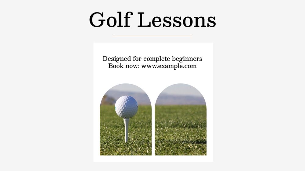 Golf lessons  blog banner template, editable text