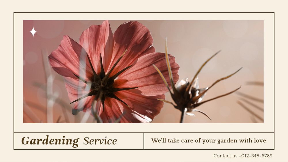 Gardening services  blog banner template, editable text