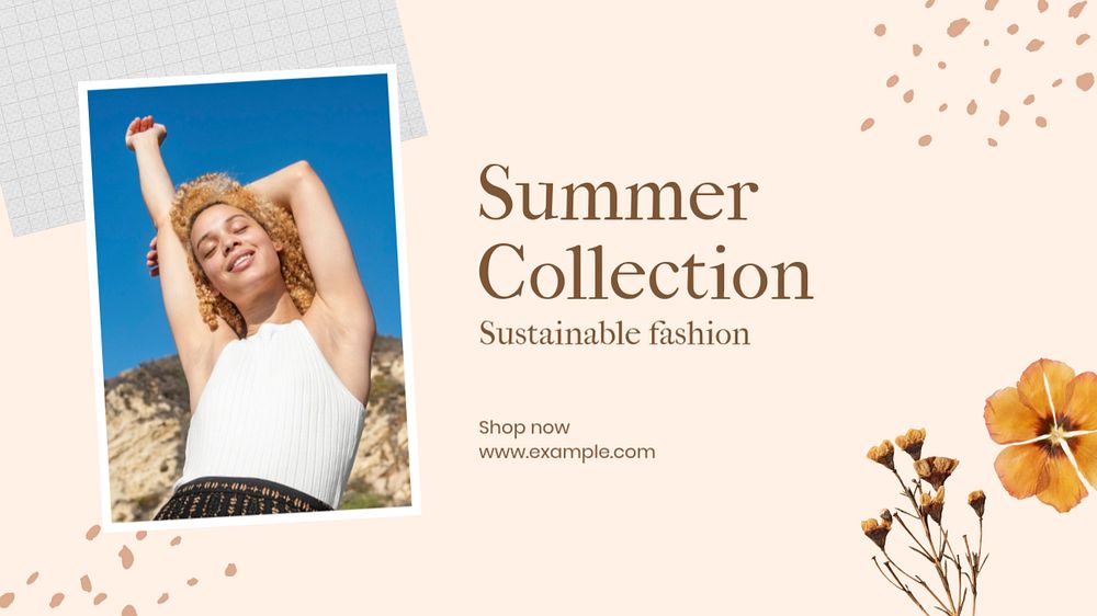 Summer collection  blog banner template, editable text