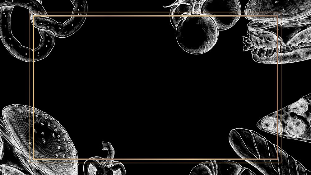 Fast food frame with frame, black desktop wallpaper, editable design