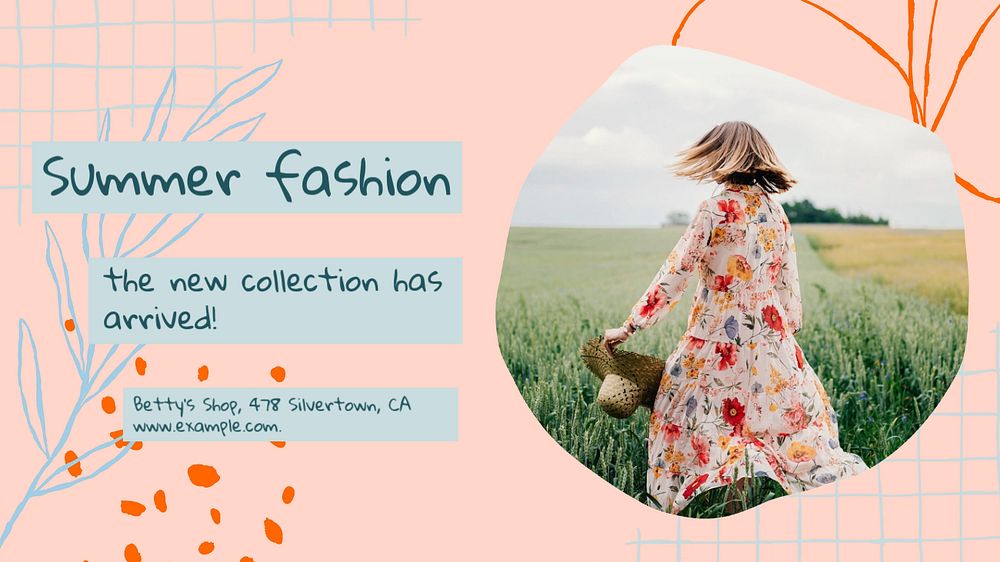 Summer fashion  blog banner template, editable text