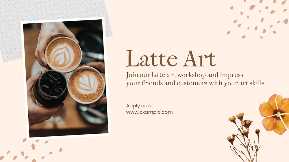 Latte Art  blog banner template, editable text