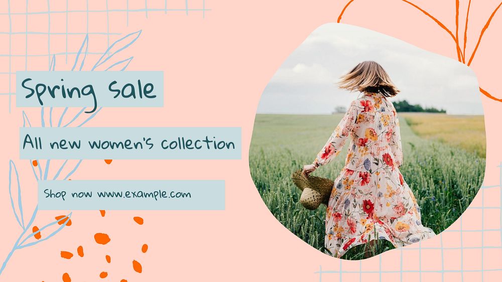 Spring sale  blog banner template, editable text