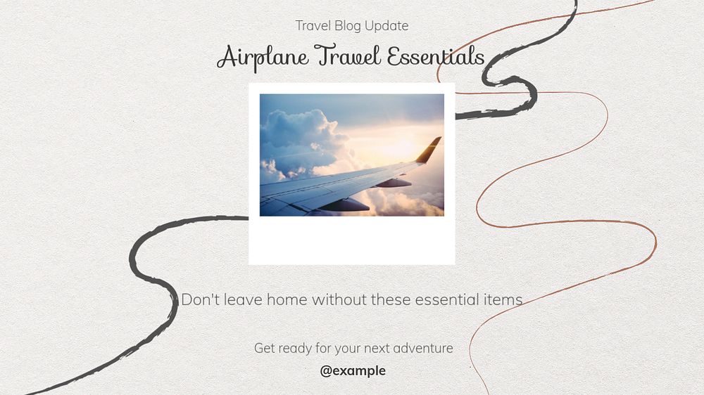 Travel essentials  blog banner template, editable text