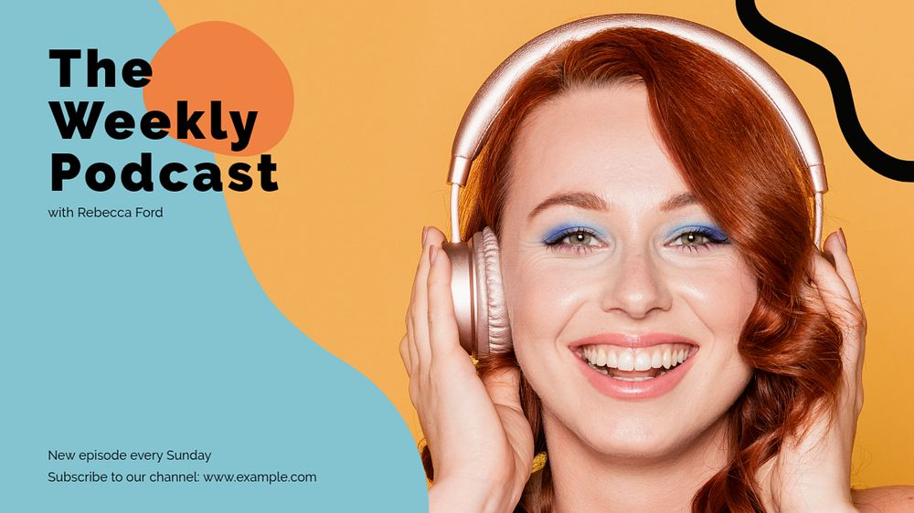 Weekly podcast  blog banner template, editable text