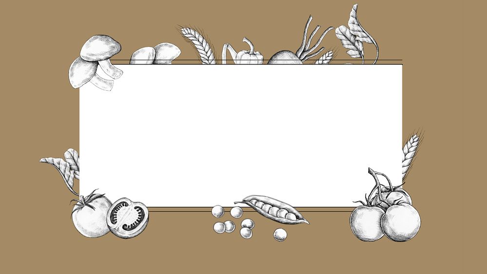 Fall harvest frame, brown desktop wallpaper, editable design