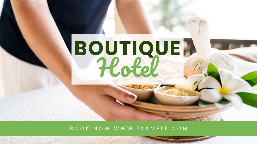 Boutique hotel  blog banner template, editable text