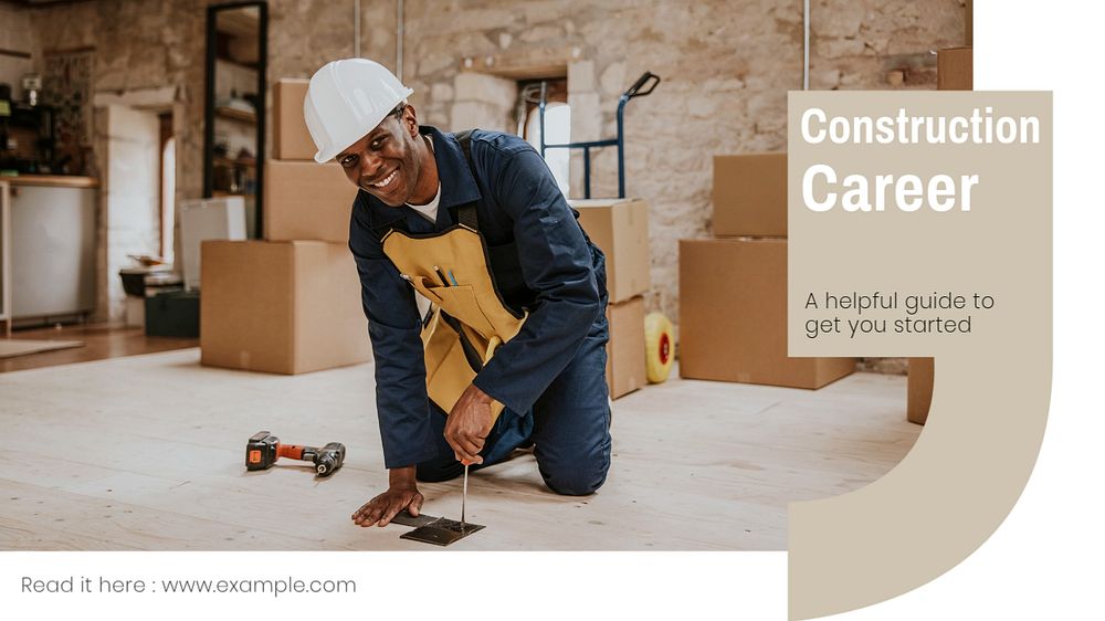 Construction career blog banner template, editable text