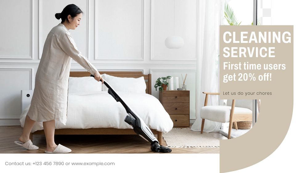 Cleaning service  blog banner template, editable text