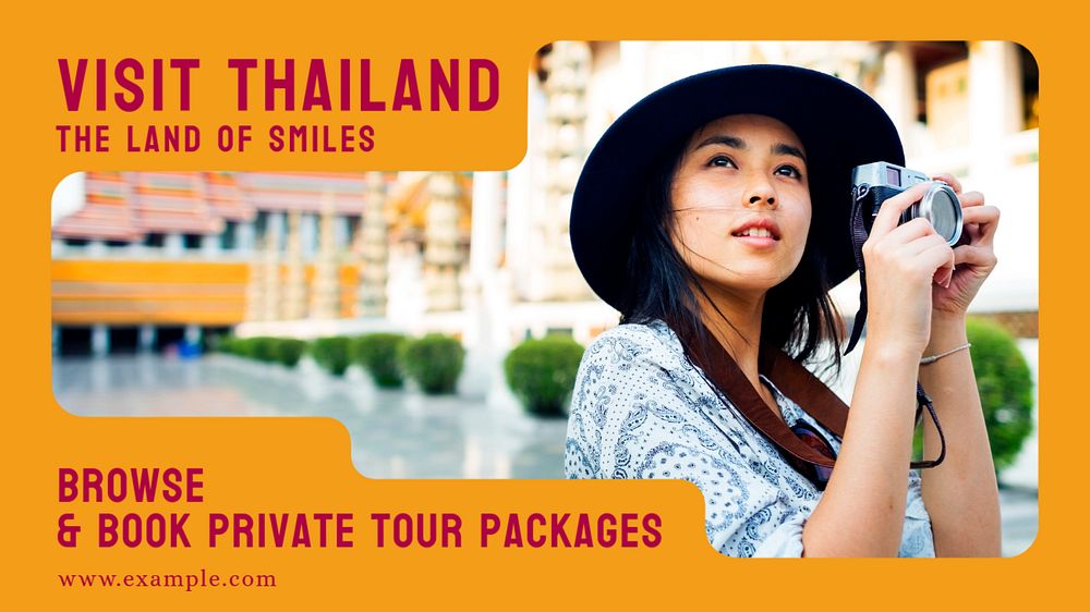 Visit Thailand blog banner template, editable text