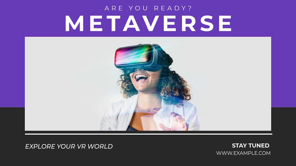 Metaverse blog banner template, editable text