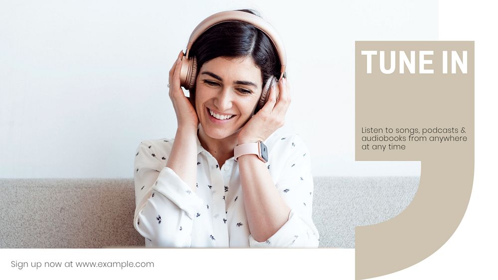 Tune in  blog banner template, editable text