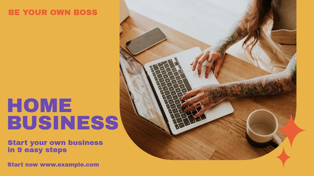 Home business blog banner template, editable text