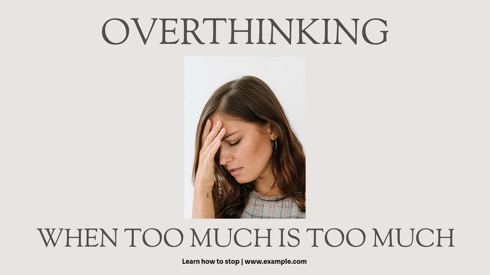 Overthink & stress  blog banner template, editable text