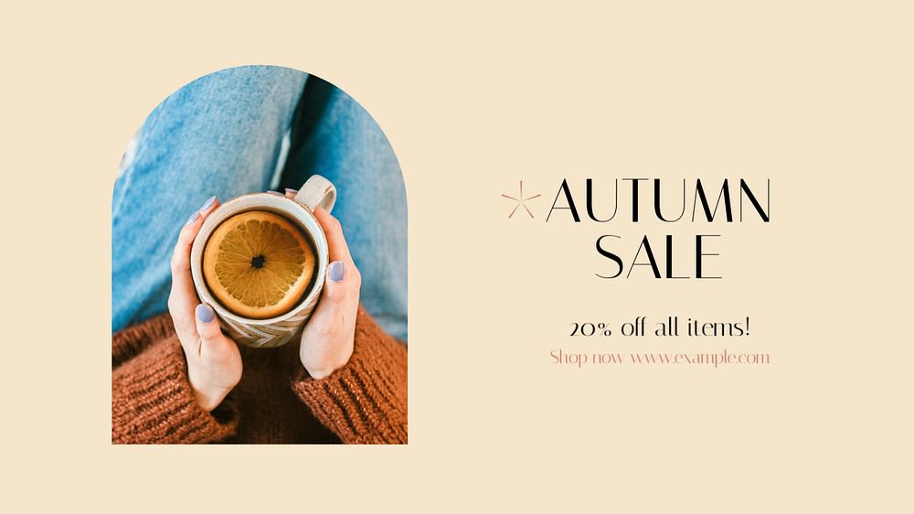 Autumn sale  blog banner template, editable text