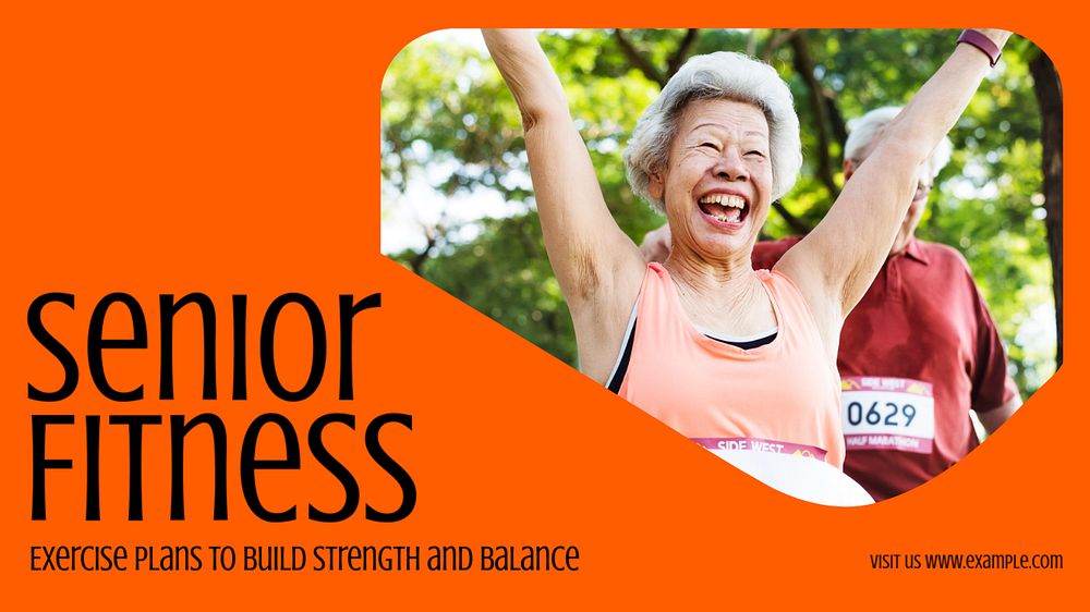 Senior fitness  blog banner template, editable text