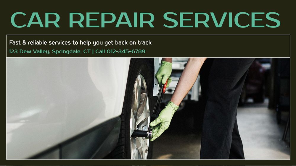 Car repair   blog banner template, editable text