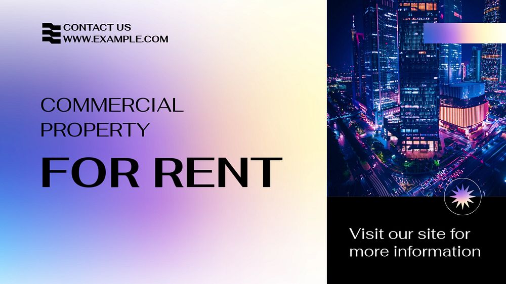 Commercial property rental blog banner template, editable text