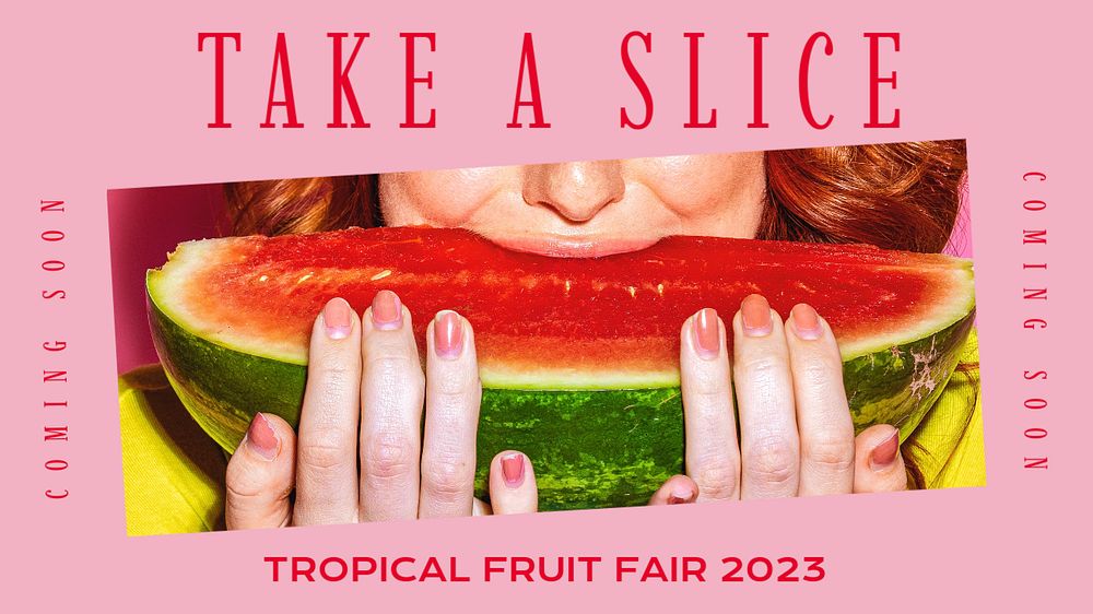 Tropical fruit fair blog banner template, editable text