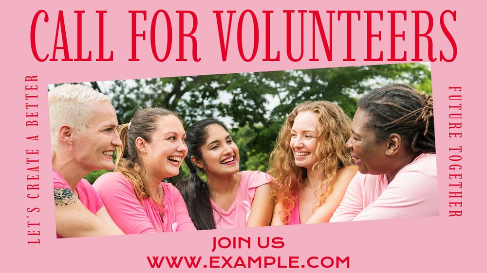 Call for volunteers blog banner template, editable text