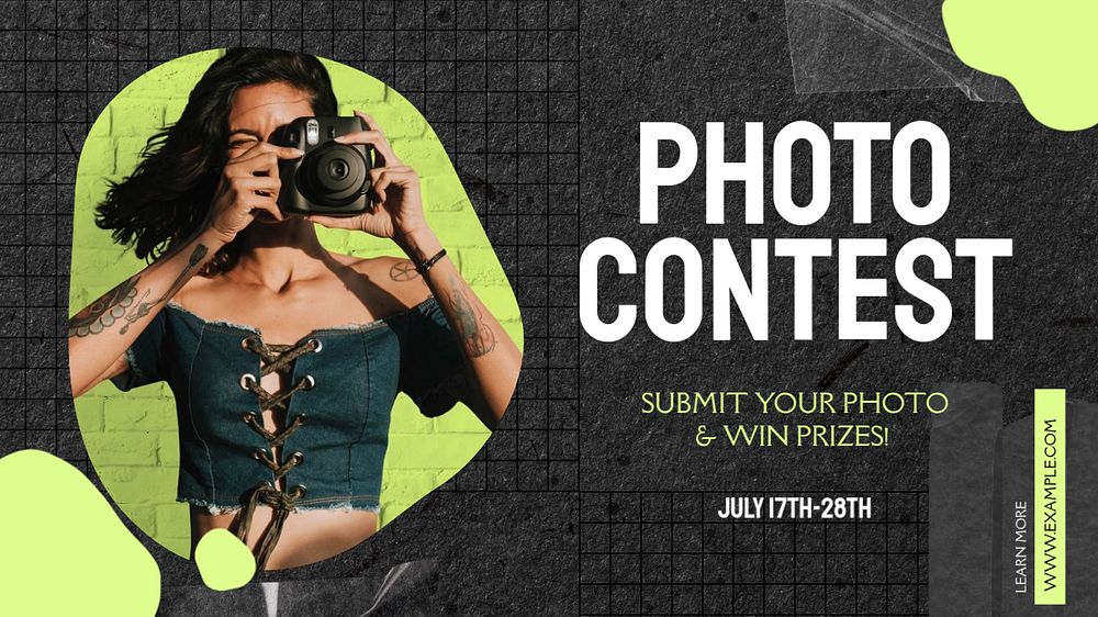 Photo contest blog banner template, editable text