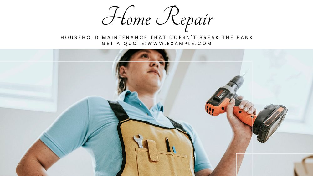 Home repair  blog banner template, editable text