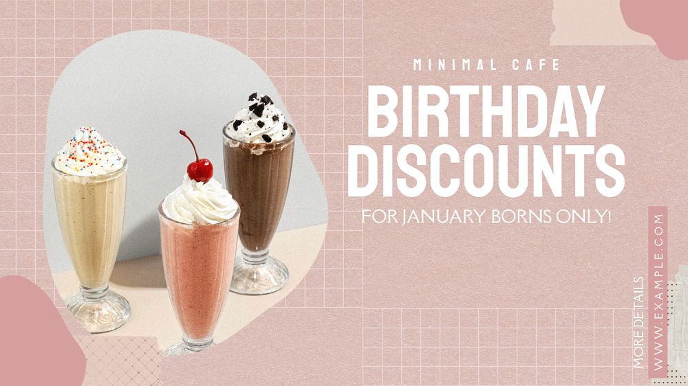 Birthday discounts blog banner template, editable text