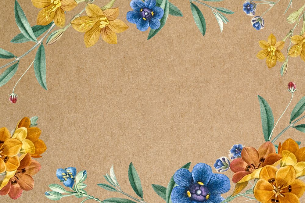 Floral frame background, editable brown design