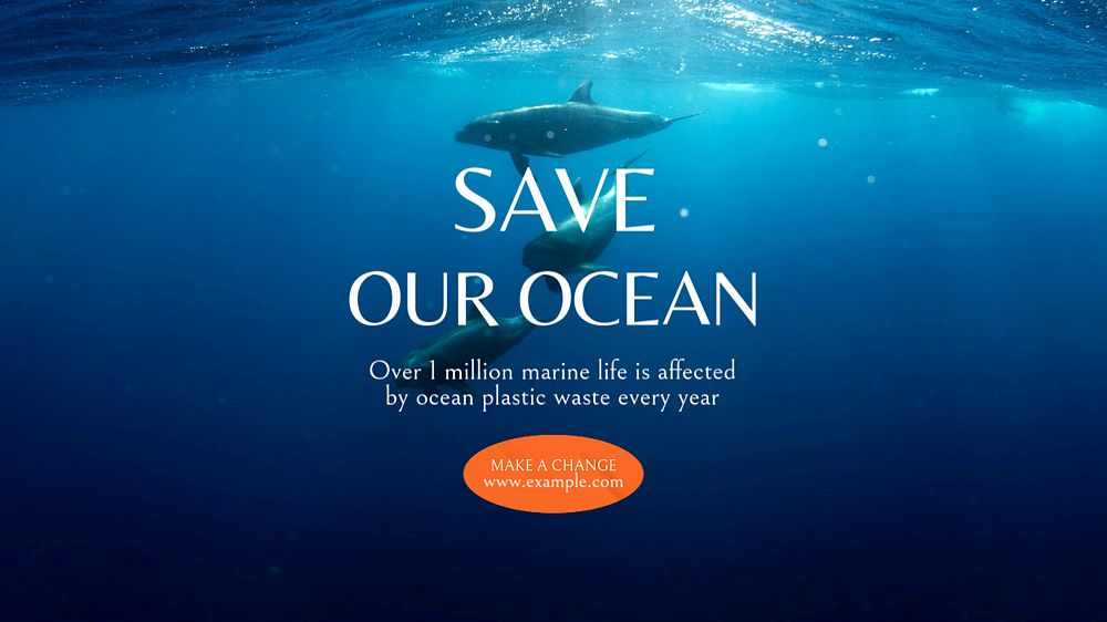 Save ocean Facebook cover template, editable design