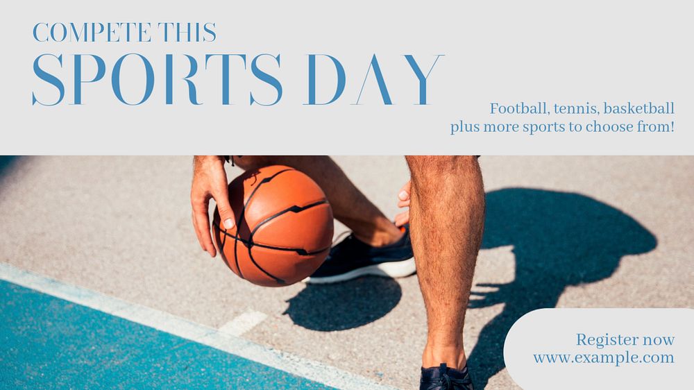 Sports day  blog banner template, editable text