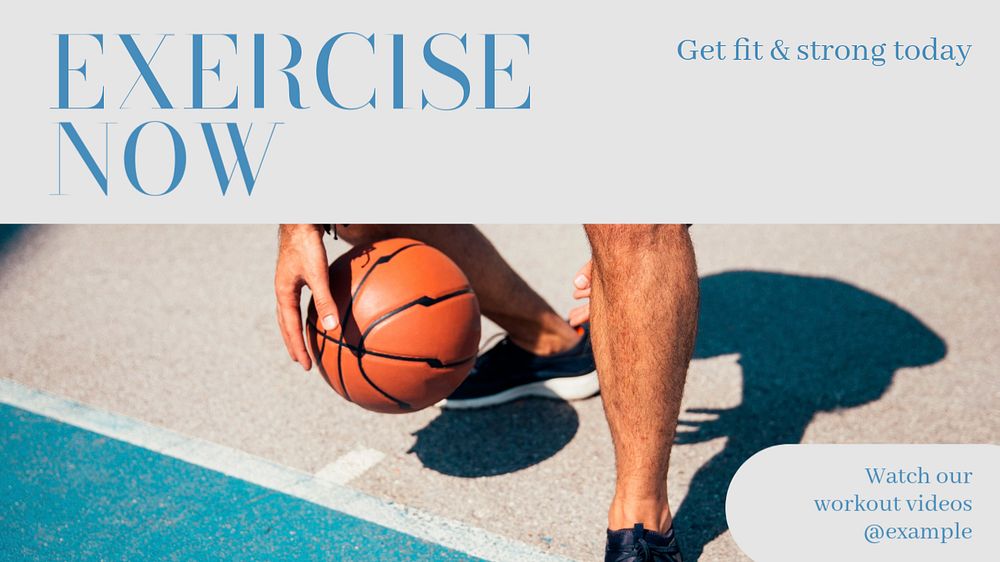 Exercise now  blog banner template, editable text