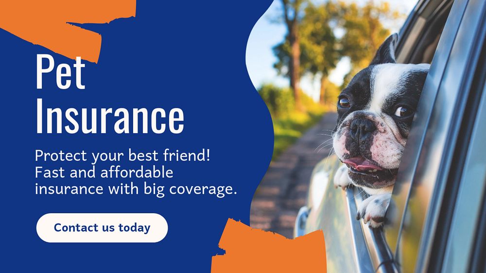 Pet insurance  blog banner template, editable text