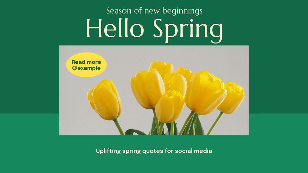 Hello spring  blog banner template, editable text