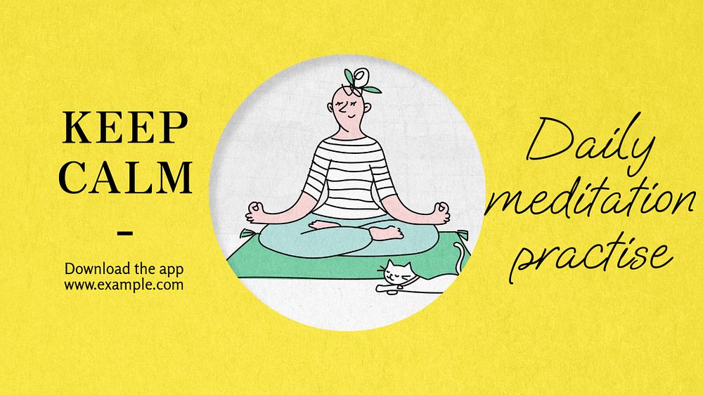 Daily meditation practice  blog banner template, editable text