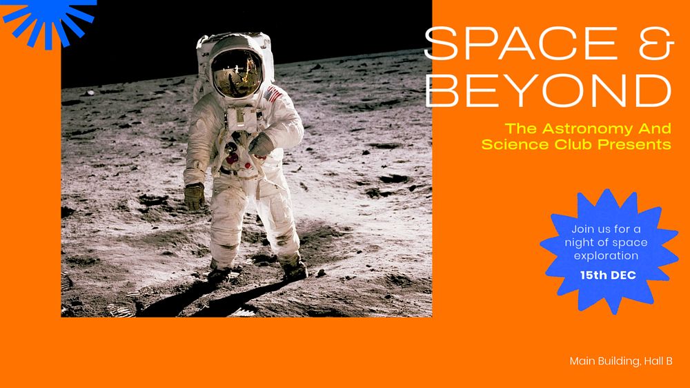 Space event  blog banner template, editable text