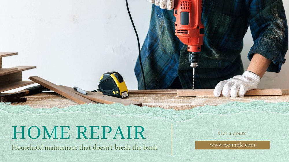 Home repair  blog banner template, editable text