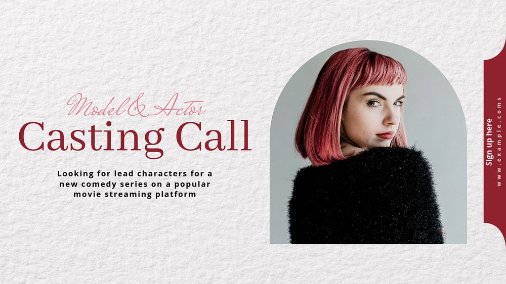 Casting call  blog banner template, editable text