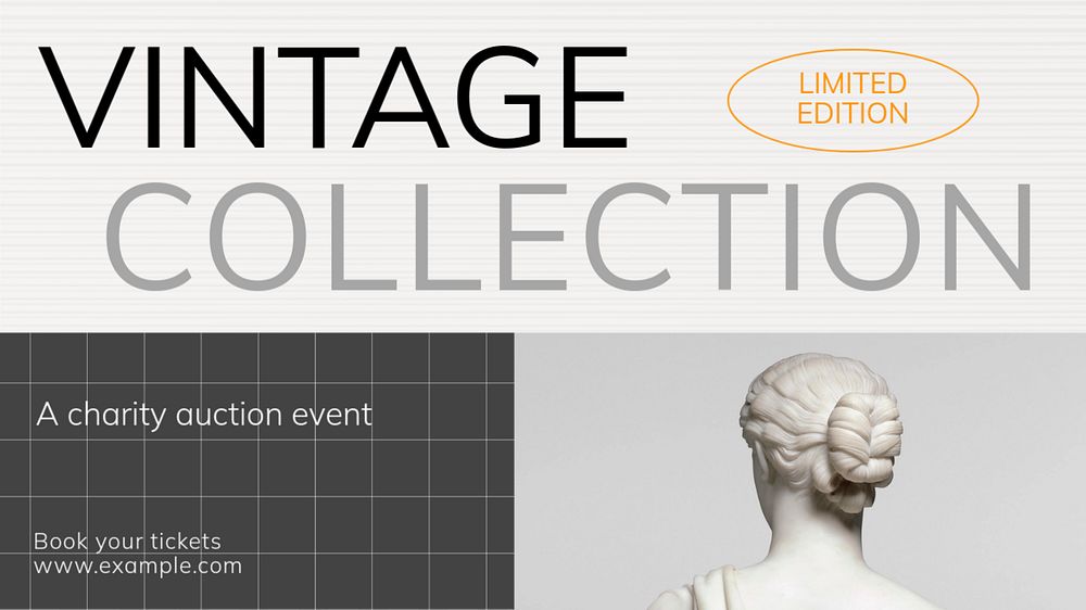 Vintage auction event  blog banner template, editable text