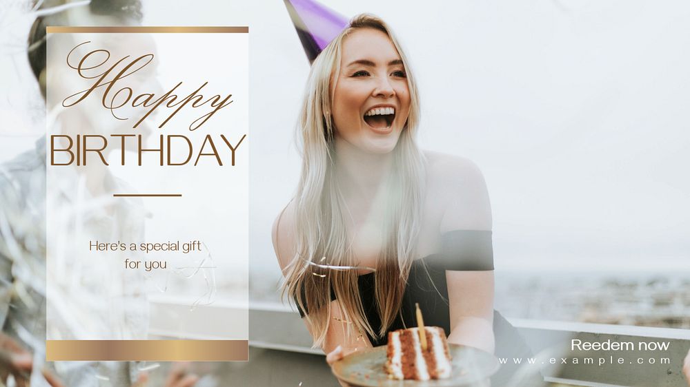 Happy birthday  blog banner template, editable text