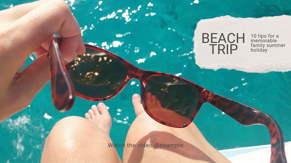 Beach trip  blog banner template, editable text