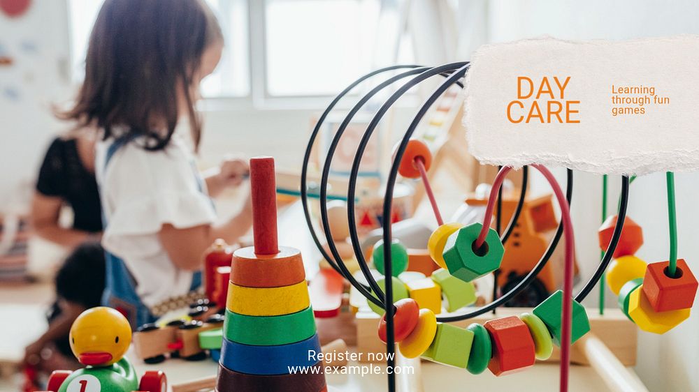 Day care  blog banner template, editable text