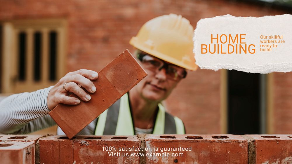 Home building  blog banner template, editable text