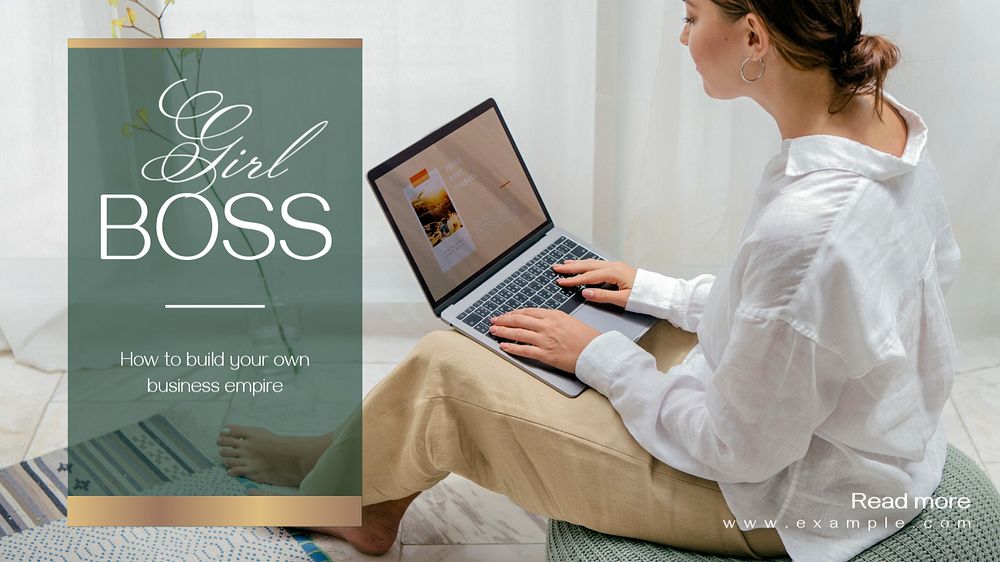 Girl boss  blog banner template, editable text