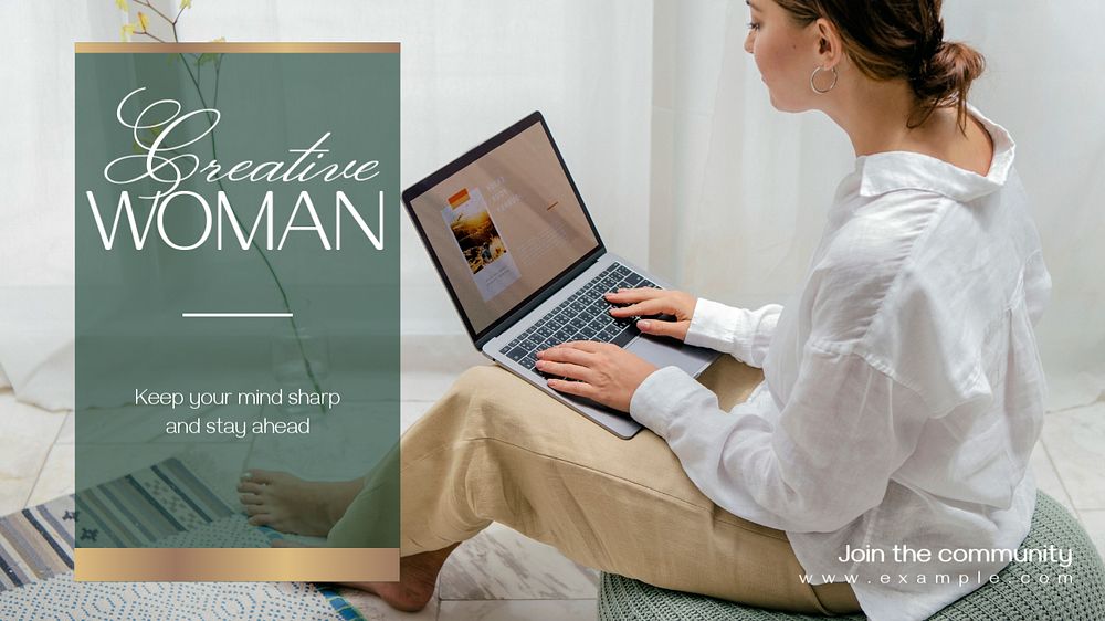 Creative woman  blog banner template, editable text