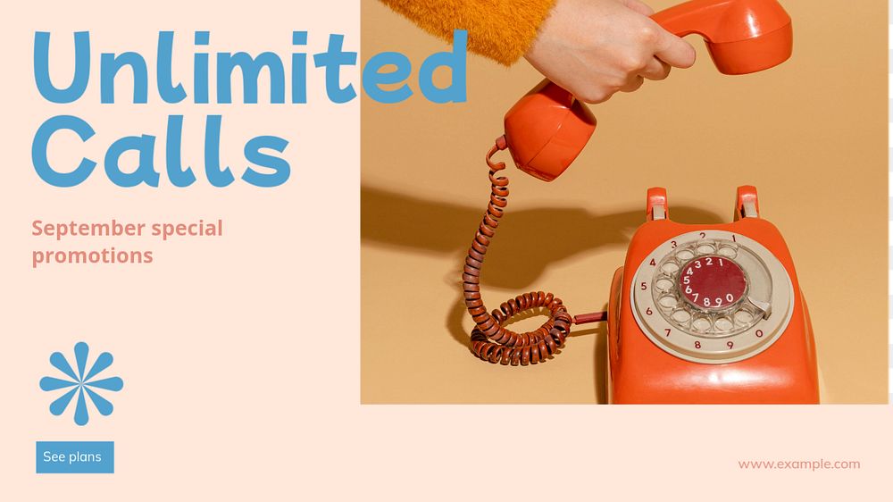 Unlimited calls  blog banner template, editable text