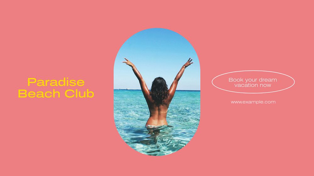 Paradise beach club  blog banner template, editable text